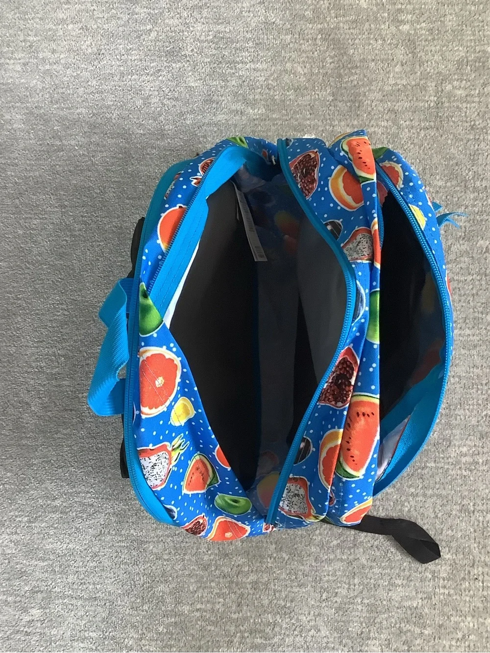 Jansport NWT Big Student Blue Backpack with Colorful Fruit Print